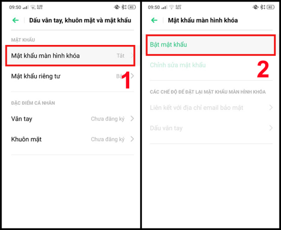 Đặt khóa màn hình cho điện thoại Oppo bước 2 Đặt khóa màn hình cho điện thoại Oppo bước 2