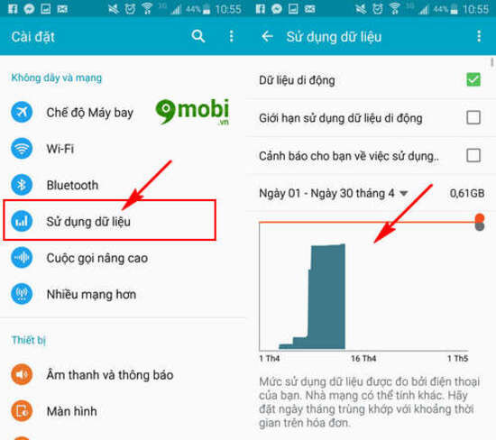 Kiểm tra dung lượng data Android
