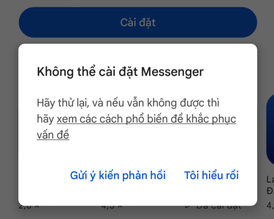 Nguyên nhân không tải được Messenger trên Samsung
