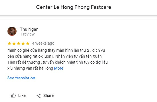 Phản hồi tích cực của khách hàng về trung tâm FASTCARE