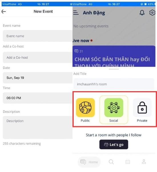 Tại phòng sự kiện riêng Tại phòng sự kiện riêng