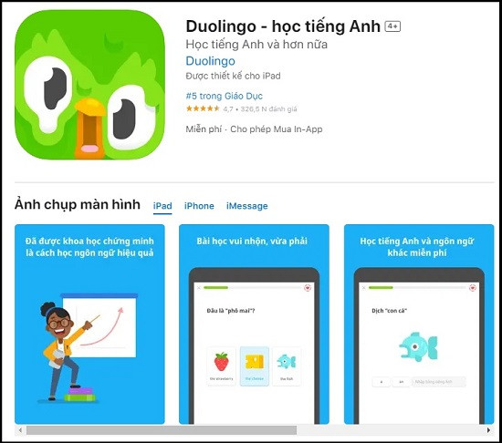 app luyện tiếng Anh Duolingo app luyện tiếng Anh Duolingo