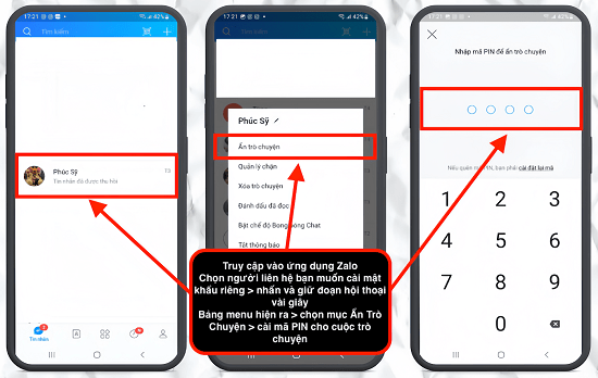 Cách cài mật khẩu riêng cho tin nhắn Zalo với Android Cách cài mật khẩu riêng cho tin nhắn Zalo với Android