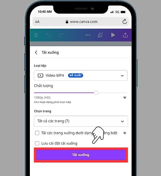 Cách làm video trên Canva bằng điện thoại bước 6.3 Cách làm video trên Canva bằng điện thoại bước 6.3
