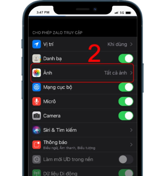 Cấp quyền truy cập ảnh vào ứng dụng Zalo trên iPhone Cấp quyền truy cập ảnh vào ứng dụng Zalo trên iPhone