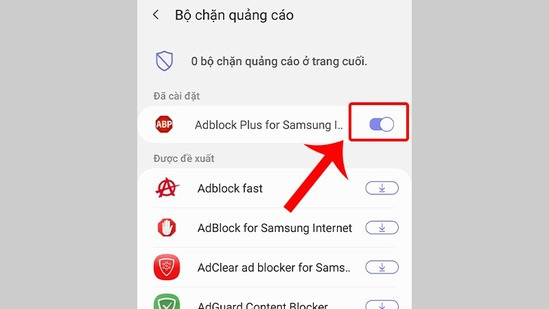 Chặn quảng cáo khi chơi game bằng trình duyệt Samsung Internet