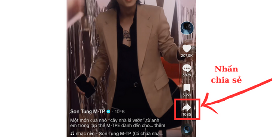 Chọn clip Tik Tok mà bạn muốn tải về rồi nhấn CHIA SẺ