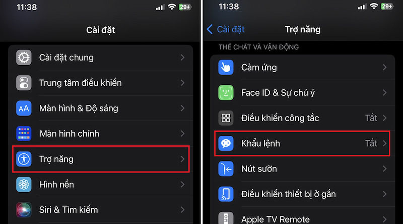Chọn mục trợ năng nhấn chọn khẩu lệnh Chọn mục trợ năng nhấn chọn khẩu lệnh