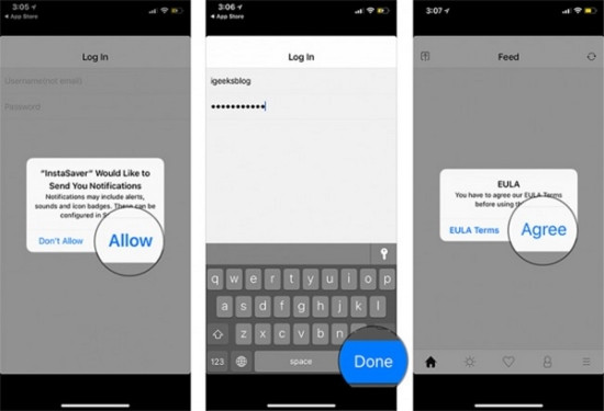 Hướng dẫn cách lưu ảnh trên Instagram về điện thoại iPhone bằng ứng dụng InstaSaver bước 2