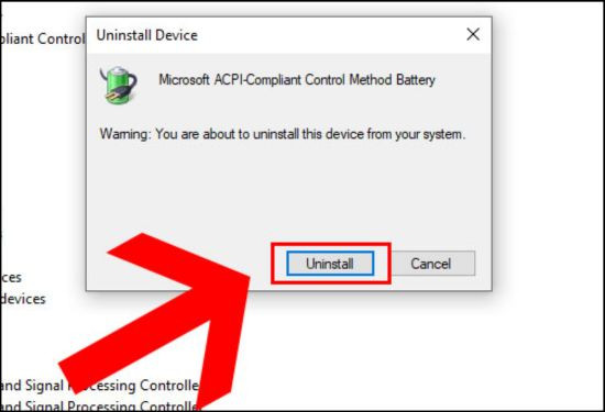 Gỡ và cài đặt lại Battery Driver bước 3 Gỡ và cài đặt lại Battery Driver bước 3