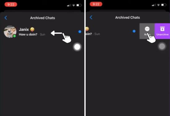 Kéo đoạn chat qua trái, chọn More Kéo đoạn chat qua trái, chọn More
