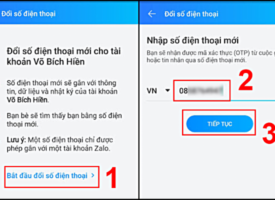 Nhập số điện thoại mới