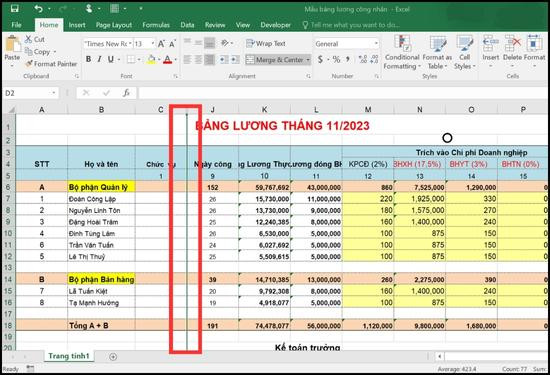 Cách ẩn cột trong Excel có mật khẩu bằng mã VBA bước 6 Cách ẩn cột trong Excel có mật khẩu bằng mã VBA bước 6