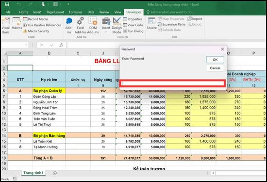 Cách ẩn cột trong Excel có mật khẩu bằng mã VBA bước 7 Cách ẩn cột trong Excel có mật khẩu bằng mã VBA bước 7