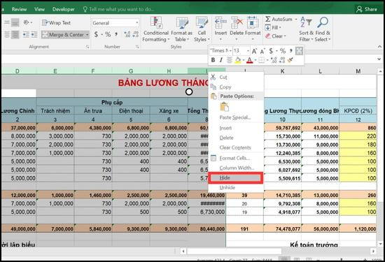 Cách ẩn cột trong Excel có mật khẩu bằng Tab Review bước 2 Cách ẩn cột trong Excel có mật khẩu bằng Tab Review bước 2