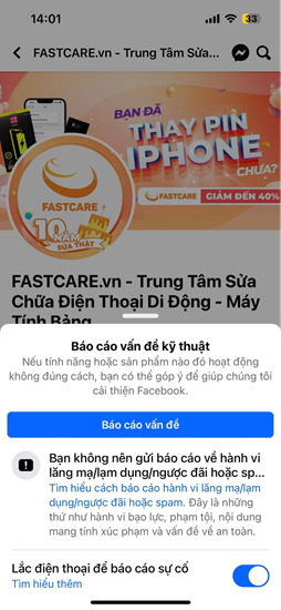 Báo cáo sự cố trên Facebook bước 4 Báo cáo sự cố trên Facebook bước 4