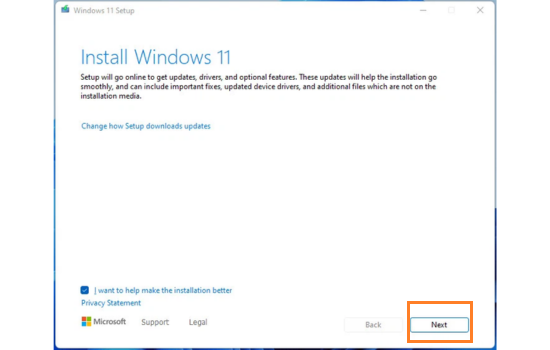 Cách 2 bước 6 tại cửa sổ Install Windows 11 chọn Next Cách 2 bước 6 tại cửa sổ Install Windows 11 chọn Next