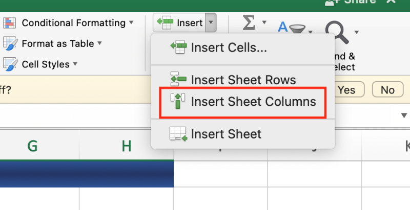 Cách chèn nhiều cột trong Excel bước 2-2