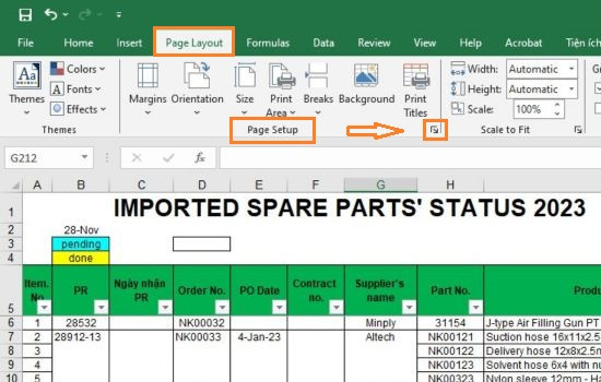 Cách chỉnh Excel vào 1 trang giấy A4 sử dụng Page layout B1