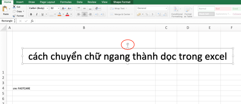 Cách chuyển chữ ngang thành dọc trong Excel cách 3 bước 2