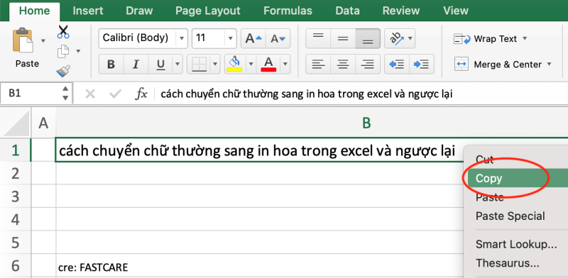 Cách chuyển chữ thường sang in hoa trong Excel và ngược lại cách 2 bước 1-1
