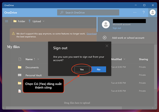 Cách đăng xuất OneDrive trên Win 11 bước 5 Cách đăng xuất OneDrive trên Win 11 bước 5