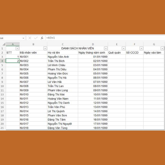 Cách dùng công thức đánh số thứ tự trong Excel 2010