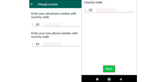 Đổi số điện thoại WhatsApp trên Android bước 3