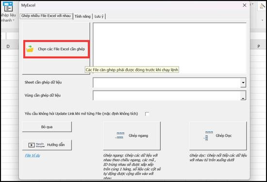 Cách ghép nhiều file Excel thành 1 file bằng tiện ích MyExcel bước 3