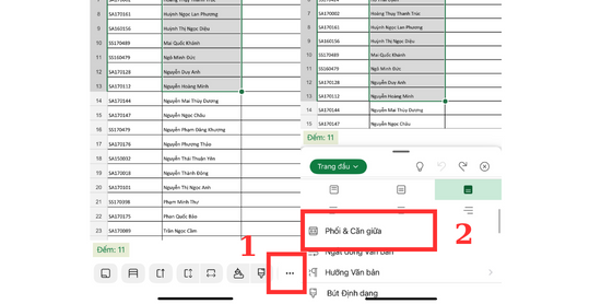 Cách gộp ô Excel không mất dữ liệu trên điện thoại B2 Cách gộp ô Excel không mất dữ liệu trên điện thoại B2