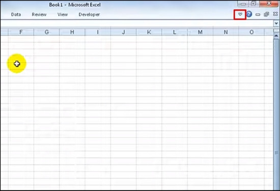 Cách hiện thanh công cụ trong Excel 2010 ngay trên thanh Tab