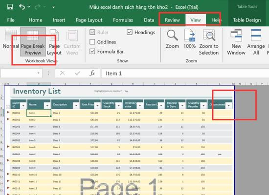Cách in Excel vừa trang giấy A4 bằng Page Break Preview b3