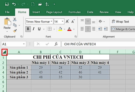 Cách khóa cột trong Excel không cho chỉnh sửa bước 1