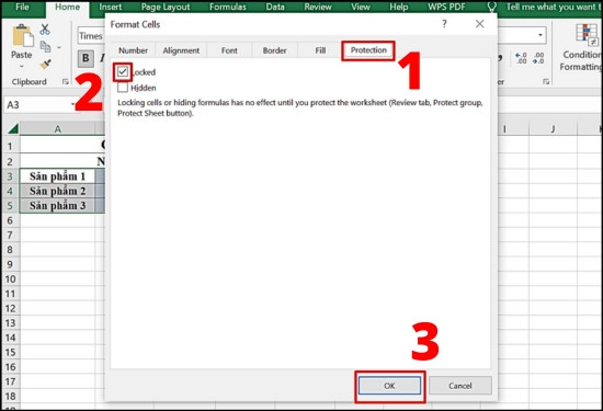 Cách khóa cột trong Excel không cho chỉnh sửa bước 5
