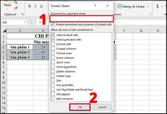 Cách khóa cột trong Excel không cho chỉnh sửa bước 7