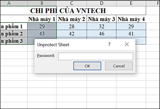 Cách mở khóa các cột trong Excel 