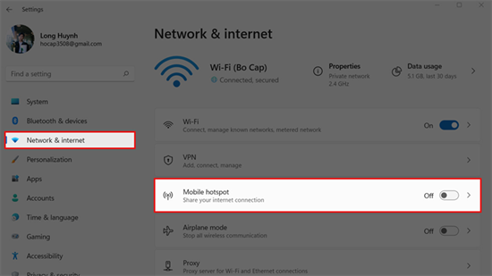 Cách phát Wifi từ Windows 11