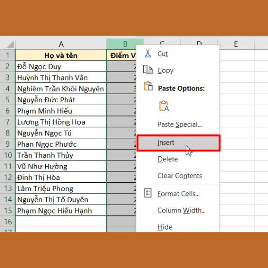 Cách sắp xếp tên theo abc trong Excel 2010 khi họ và tên ở cùng cột bước 1
