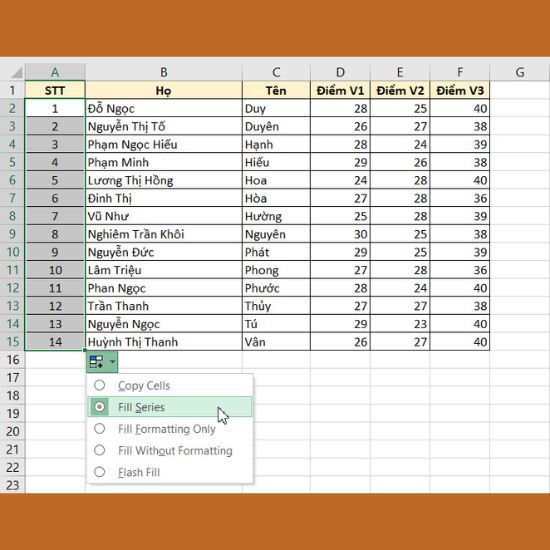 Cách sắp xếp họ tên theo abc trong Excel 2010 khi họ và tên khác cột bước 3 tiếp