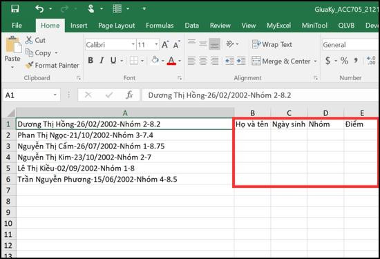 Cách tách 1 ô thành nhiều ô trong Excel phổ biến 