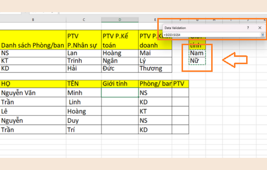 Tạo Drop list có điều kiện trong Excel với danh sách có sẵn B4 Tạo Drop list có điều kiện trong Excel với danh sách có sẵn B4