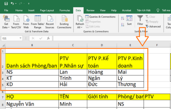 Cách tạo nhiều Drop list trong Excel B1