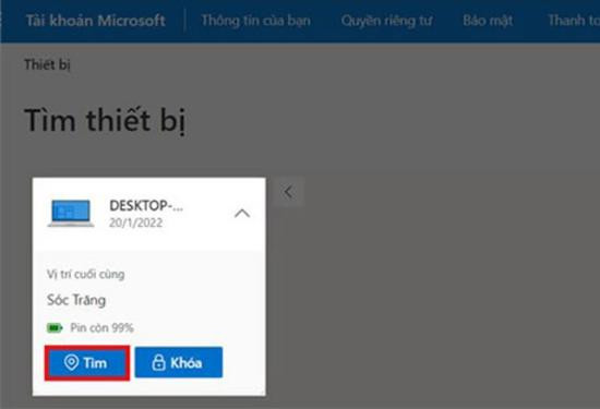 Cách tìm laptop bị mất qua tính năng Find My Device bước 2 Cách tìm laptop bị mất qua tính năng Find My Device bước 2