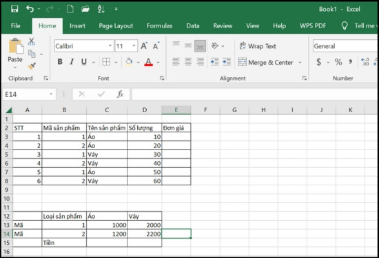 Cách tính đơn giá trong Excel bằng hàm IF