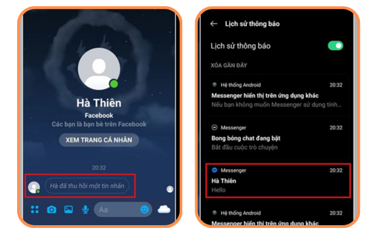 Cách xem tin nhắn đã thu hồi trên Messenger trên điện thoại OPPO BƯỚC 3