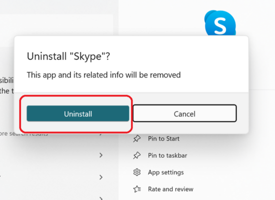 Cài đặt lại ứng dụng Skype B2