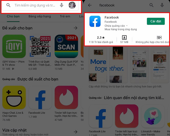 Cài lại ứng dụng Facebook Cài lại ứng dụng Facebook