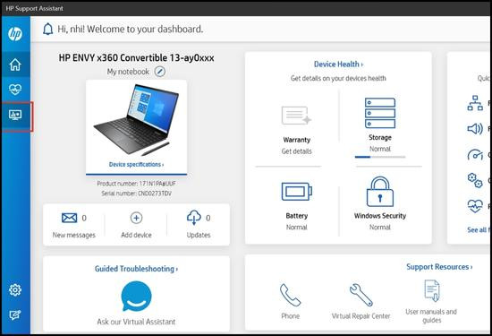 Sử dụng chẩn đoán mạng của HP Support Assistant bước 3 Sử dụng chẩn đoán mạng của HP Support Assistant bước 3