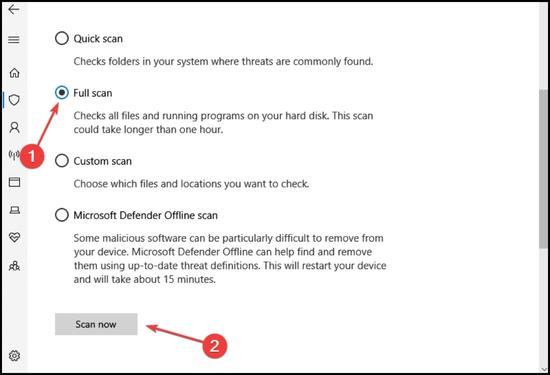 Chạy quét toàn bộ hệ thống bằng Windows Security bước 4 Chạy quét toàn bộ hệ thống bằng Windows Security bước 4