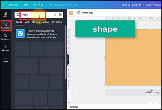 Chọn từ khóa Shape Chọn từ khóa Shape